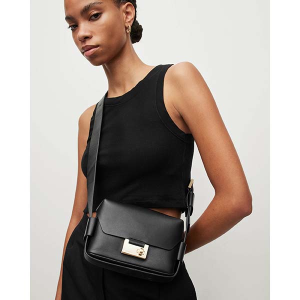 Allsaints Australia Womens Frankie 3-In-1 Leather Crossbody Bag Black AU93-658